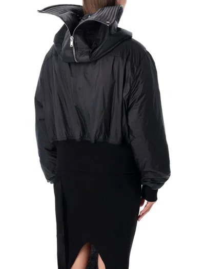 Rick Owens Drkshdw Cropped Parka With Drawstring And Hood In Black