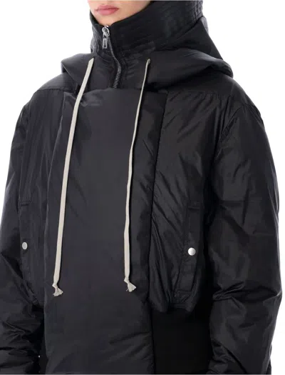 Rick Owens Drkshdw Cropped Parka With Drawstring And Hood In Black