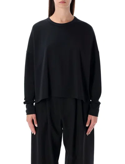 Studio Nicholson Long Sleeve Crew Neck Relaxed Top In Black
