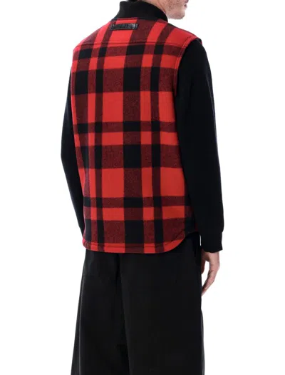 Junya Watanabe Mackinaw Wool And Leather Vest In Multi