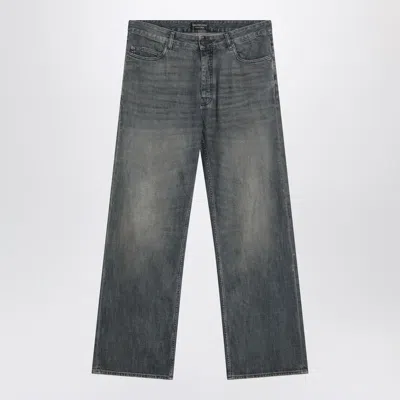 Balenciaga Loose Washed Jeans In Blue/grey/yellow In Blue