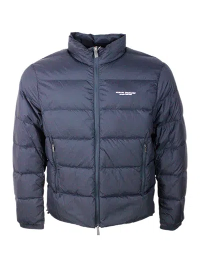 Armani Exchange Blue Polyester Jacket In Blue