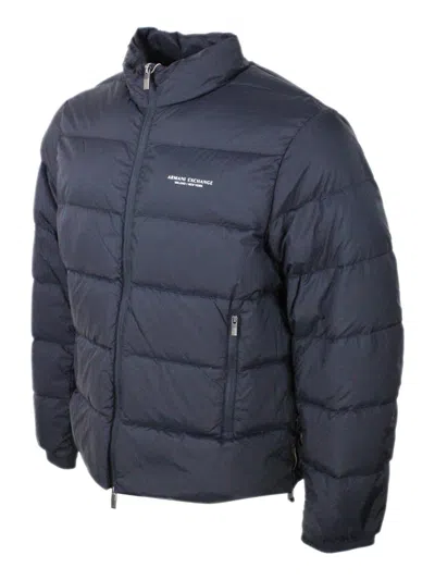 Armani Exchange Blue Polyester Jacket In Blue