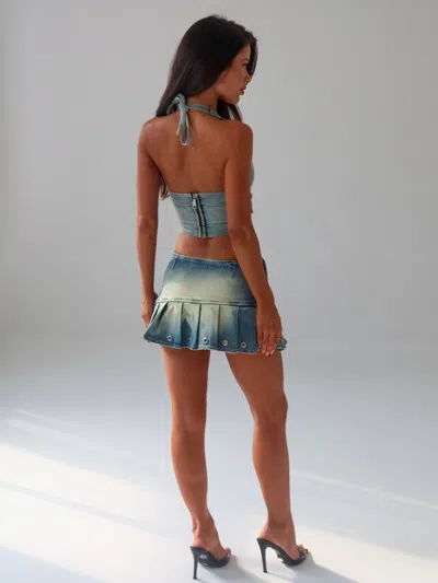 Outcast Arizona Mini Skirt Denim In Blue