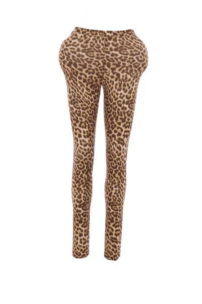 Duran Lantink Beige Padded Jersey Leggings In Brown