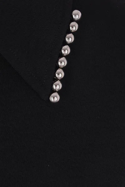 Jil Sander Bead Embellished Sleeveless Stretch Virgin Wool Blend Midi Dress In Black