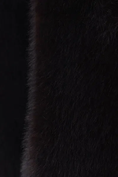 Mm6 Maison Margiela Luxurious Faux Fur High Collar Jacket In Black