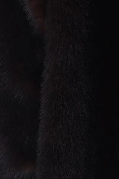 Mm6 Maison Margiela Luxurious Faux Fur High Collar Jacket In Black
