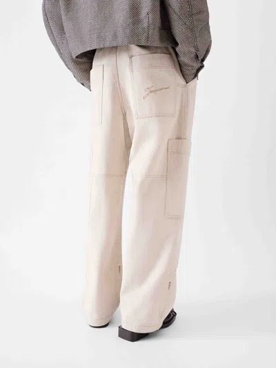 Jacquemus Cargo Trousers With Pockets And Loops In Neutral