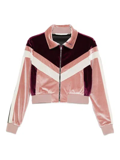 Palm Angels Colour-block Chenille Track Jacket In Pink