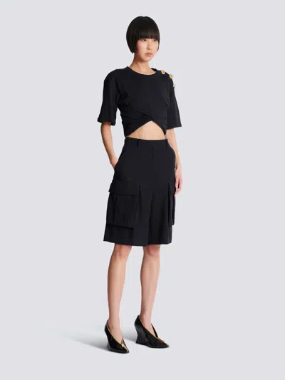 Balmain Bermuda Shorts In Grain De Poudre Wool In Black
