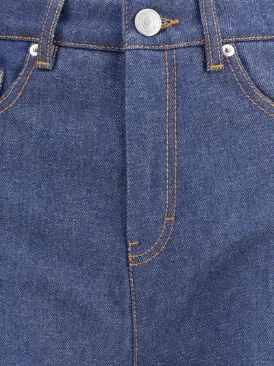 Ami Alexandre Mattiussi Wide Leg Denim Trousers Featuring Pockets In Blue