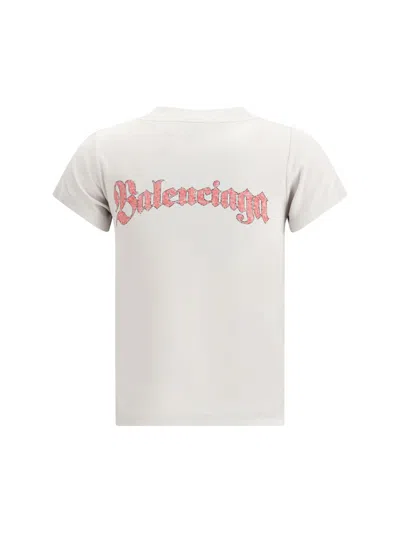 Balenciaga White T-shirt With Logo Prints In White