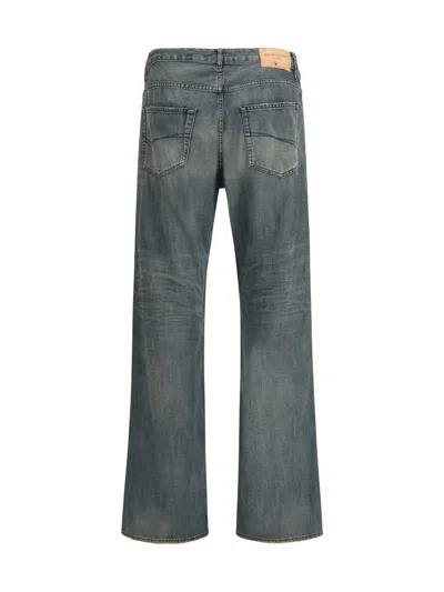 Balenciaga Loose Washed Jeans In Blue/grey/yellow In Blue