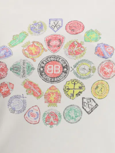 Balenciaga White T-shirt With Logo Prints In White