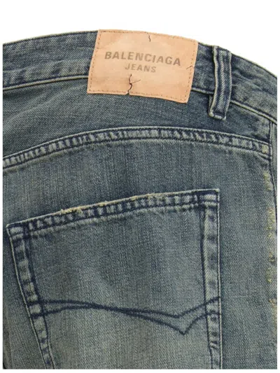 Balenciaga Loose Washed Jeans In Blue/grey/yellow In Blue