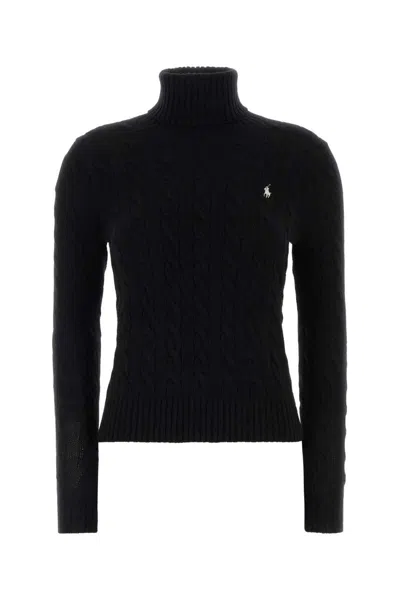 Polo Ralph Lauren Black Wool Blend Sweater In Black
