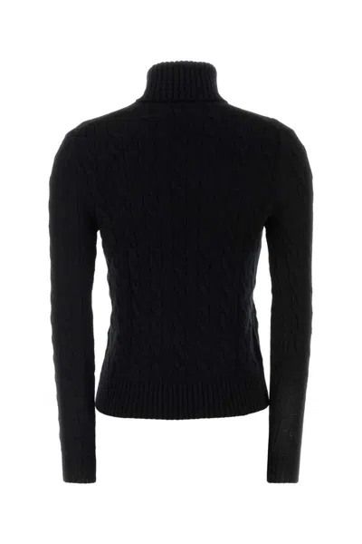 Polo Ralph Lauren Black Wool Blend Sweater In Black