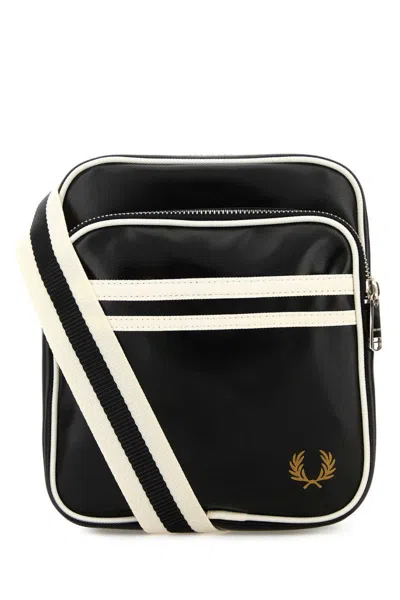 Fred Perry Black Canvas Crossbody Bag In Brown