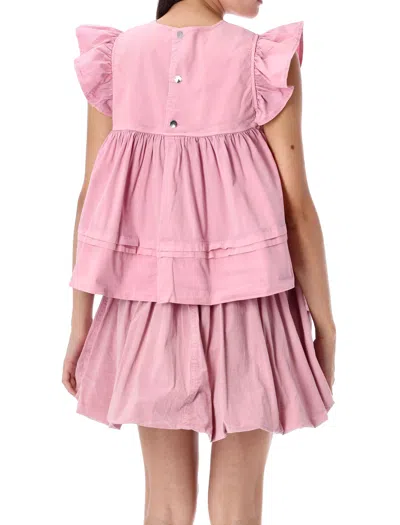 Ganni Washed Cotton Top In Pink