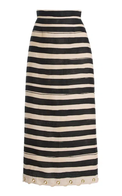 Zimmermann Rebellion Stripe Rope Skirt In Black Stripe In Multi