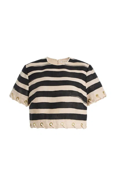 Zimmermann Rebellion Stripe Rope Top In Black Stripe In Black