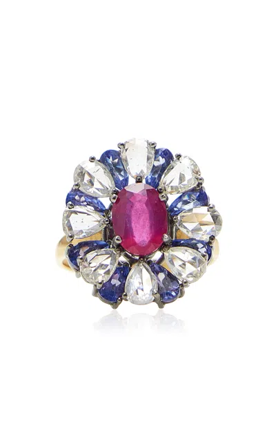 Amrapali 18k Yellow Gold Ruby; Tanzanite; And Diamond Ring In Multi