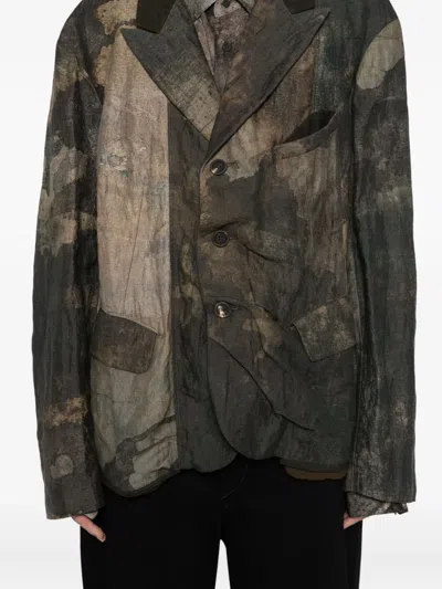 Ziggy Chen Printed Blazer In Gray