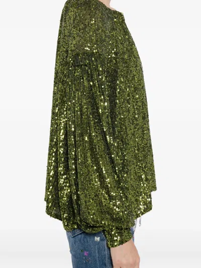 Rabanne Off-the-shoulder Sequin Embellished Top In Green