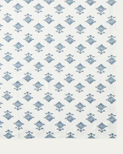 Matouk Schumacher Rubia Linen Tablecloth, 70" X 126" In Blue
