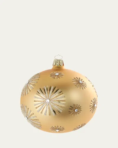 Bergdorf Goodman Glitter Starbursts Matte Gold Ball Ornament In Gold