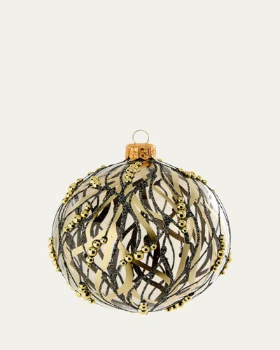Bergdorf Goodman Pearly Black & Gold Swirls Ball Ornament In Gold