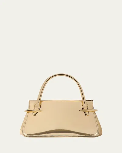 Givenchy Pinch Mini Shoulder Bag In Metallic Leather In Gold