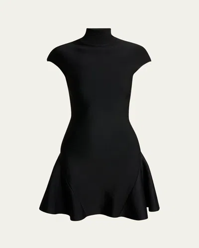 Givenchy Mini Dress With Flared Skirt In Wool Viscose In Black