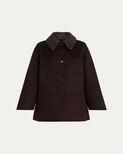 Proenza Schouler Lisa Double-face Wool Coat With Removable Collar In Brown
