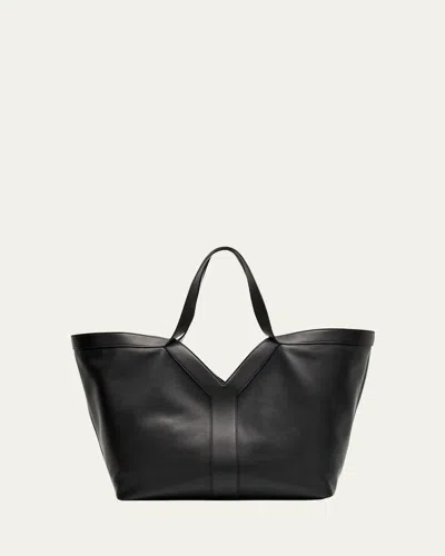 Saint Laurent Y Stitch Tote Bag In Calfskin Leather In Black