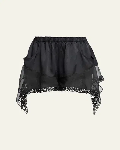 Isabel Marant Ildana Lace-trimmed Stretch Silk-blend Shorts In Animal Print