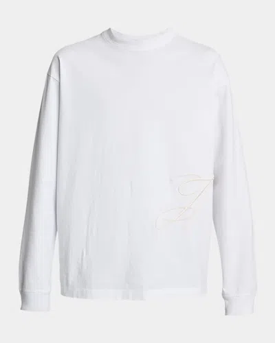 Jacquemus Le T-shirt Typo Long-sleeve Cotton T-shirt In White