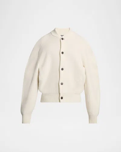 Jacquemus Soft Knit Cardigan Embroidered Detail In White