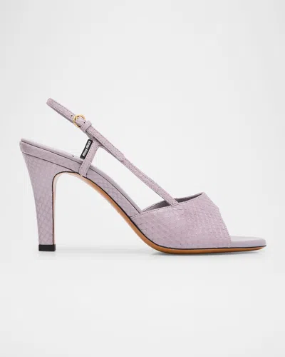 Miu Miu Ayer Snake Slingback Sandals In Purple