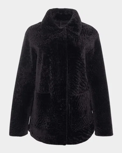 Gorski Reversible Textured Shearling Lamb Jacket In Brown