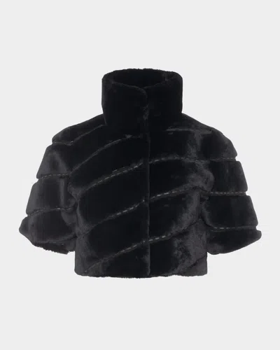 Gorski Diagonal Select Lamb Shearling Bolero Jacket In Black