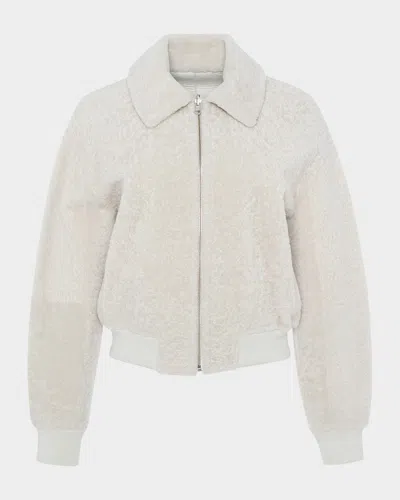 Gorski Reversible Textured Lamb Shearling Zip Jacket In Animal Print