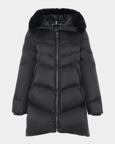 Gorski Apres-ski Jacket With Detachable Toscana Lamb Shearling Hood Trim In Black