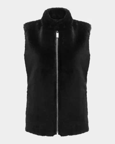 Gorski Reversible Select Shearling Lamb Vest With Loro Piana Wool And Cashmere Quilted Down Back In Black