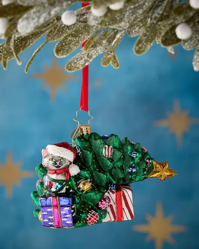 Christopher Radko Festive Feline Fiasco Christmas Ornament In Multi
