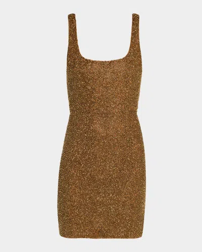 L'agence Inori Beaded Mini Dress In Brown