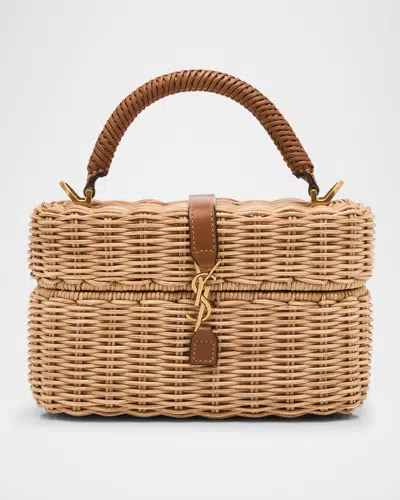 Saint Laurent Ysl Vanity Bag In Raffia Wicker