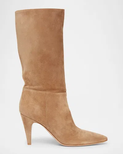 Gianvito Rossi Pointed Toe Suede Finish Ankle Boots In Multi
