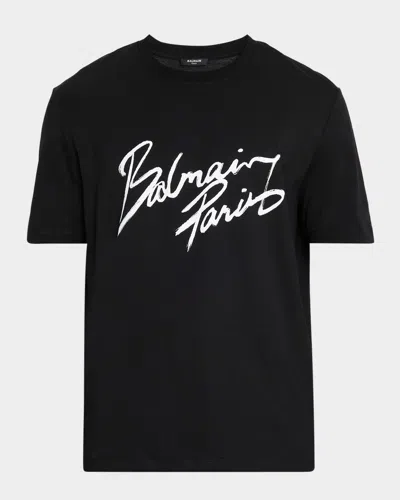 Balmain Men's Cotton Lipstick Logo T-shirt In Multi
